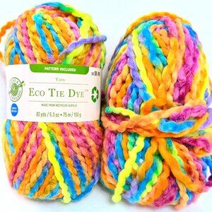 Two Skeins Loops & Threads Eco Tie Dye Yarn - 82 Yards Per Skein (Two Skein Lot)